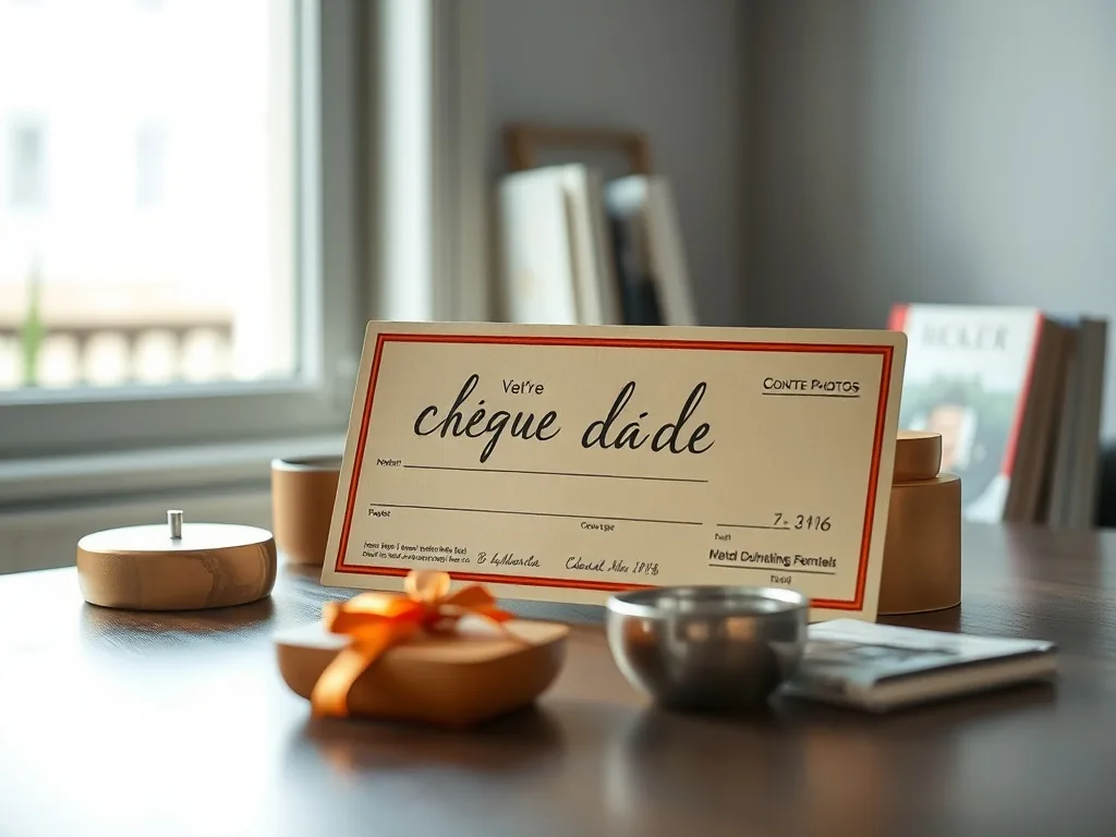 Bureau d'un service RH avec des chèques cadeaux posés sur un dossier de paie, un calendrier annoté et une calculatrice