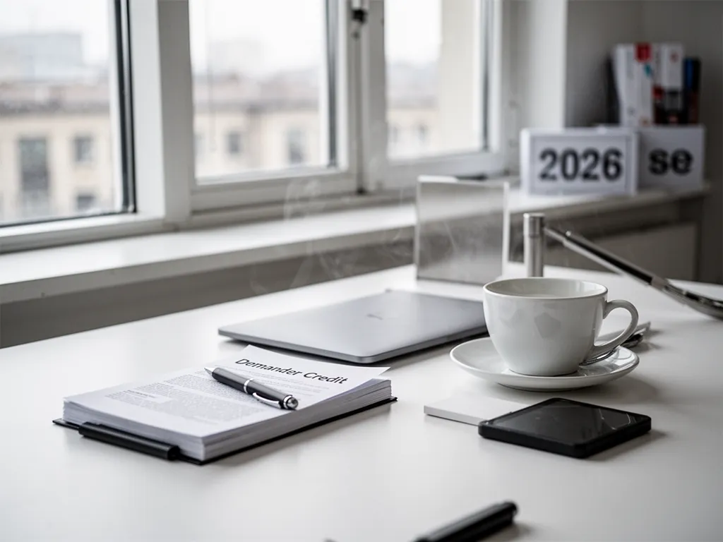 Une personne assise à une table avec des papiers administratifs, une calculatrice et un ordinateur portable ouvert