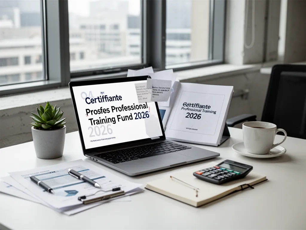 Une personne assise à un bureau compare des fiches de formation sur un ordinateur portable avec un carnet de notes ouvert