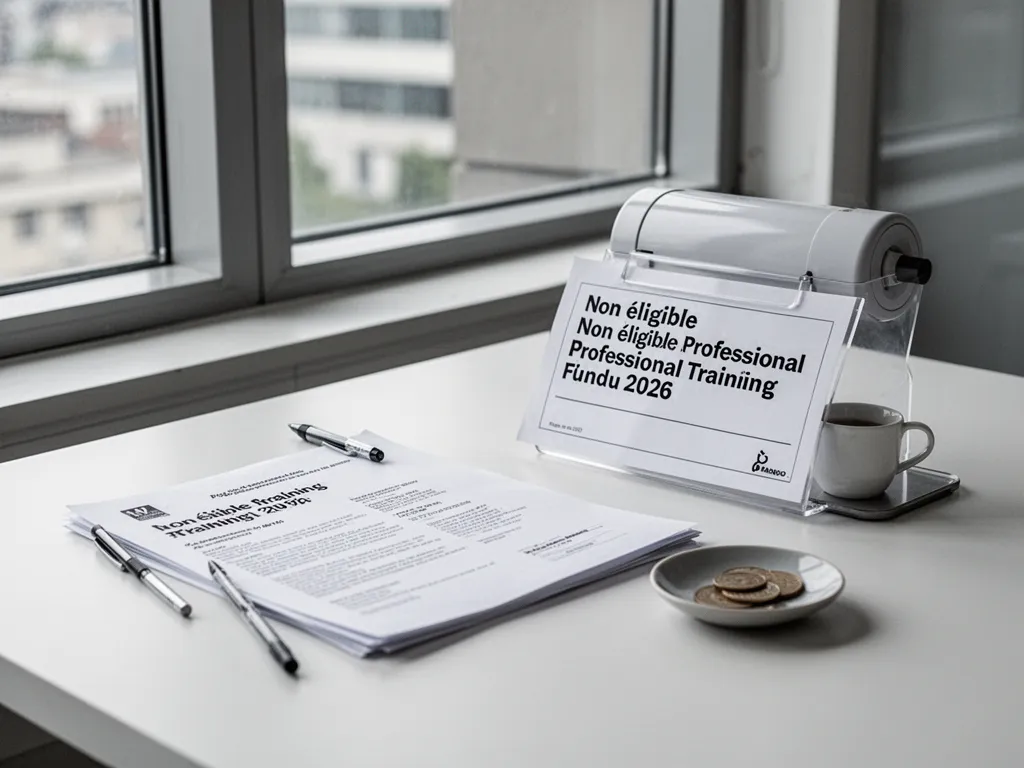 Une personne assise à un bureau compare des documents de formation et un écran ouvert sur un compte CPF