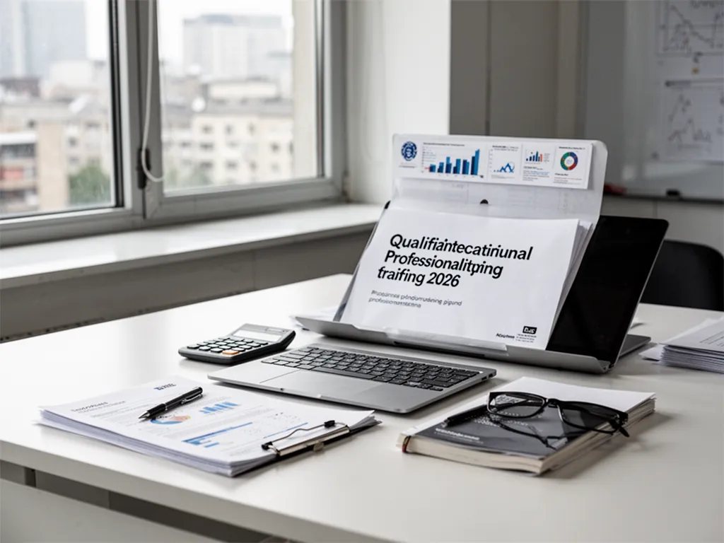 Une personne consulte des offres de formation sur un ordinateur avec un carnet de notes ouvert à côté