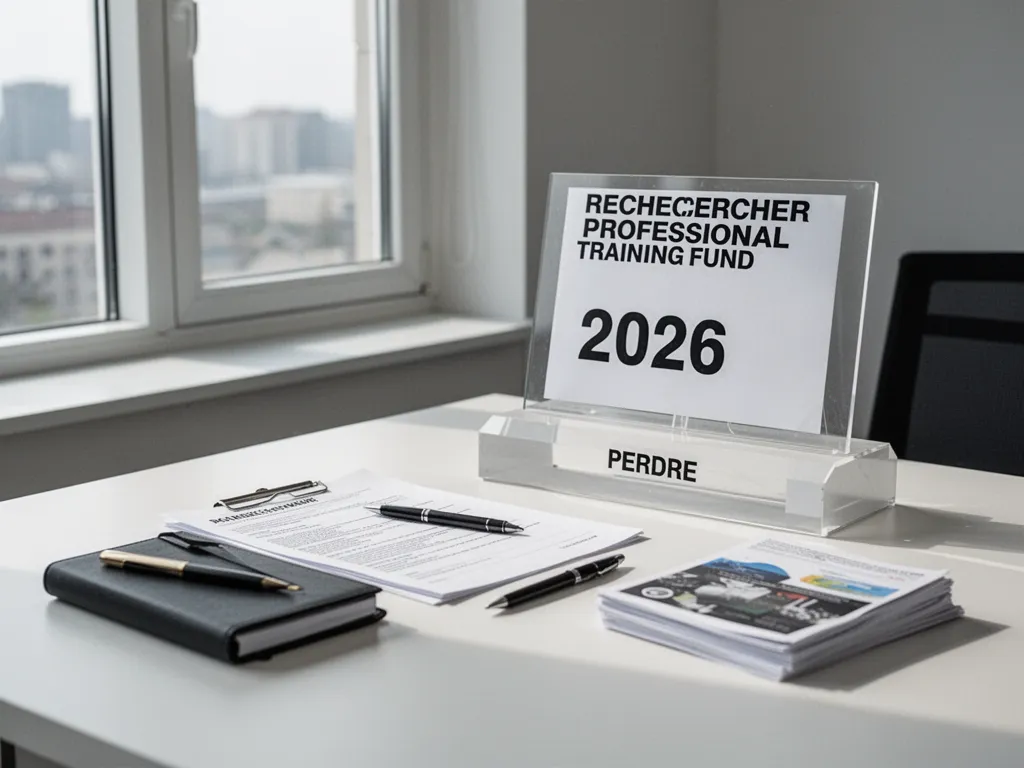 Une personne consulte des formations sur ordinateur avec un carnet de notes et un café sur le bureau